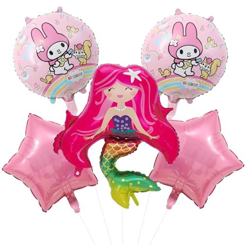 5pcs Mmeerjung Cartoon Aluminium Folienballons,Mmeerjung Luftballons Set,Geburtstag Deko,Kindergeburtstag Ballon Dekoration,Geburtstag Deko Für Kinder Geburtstagsparty von PaCum