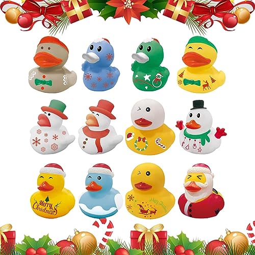 Weihnachtsenten - 12-teiliges süßes Pool-Entenspielzeug für Kinder,Partyzubehör, Partygeschenke für Badewannen-Schulkarnevale und Spiele im Freien Pacienjo von Pacienjo