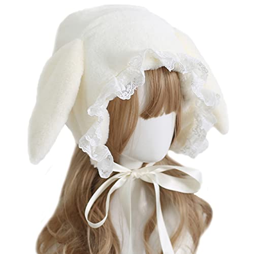 Japanischer Stil, süße Häschenohren, Lolita, Plüschmütze, weich, warm, zum Schnüren, Winter, Cosplay, niedliche Hüte, beige, Medium Japanischer Stil, süße Häschenohren, Lolita, Plüschmütze, weich, warm, zum Schnüren, Winter, Cosplay, niedliche Hüte, beige, Medium von Packitcute
