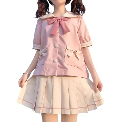 Packitcute Japanische Schuluniform für Teenager, niedliche Hasenohren, Matrosenanzug, kurzärmeliges Hemd, Faltenrock, Anime-Cosplay-Kostüm, Pink, XL Packitcute Japanische Schuluniform für Teenager, niedliche Hasenohren, Matrosenanzug, kurzärmeliges Hemd, Faltenrock, Anime-Cosplay-Kostüm, Pink, XL von Packitcute