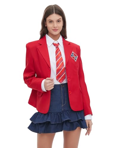 Padama Schuluniform, Rebelde-Outfit für Erwachsene, Damen, RBD, Halloween-Kostüme, Übergröße, einfarbig, rote Jacke Padama Schuluniform, Rebelde-Outfit für Erwachsene, Damen, RBD, Halloween-Kostüme, Übergröße, einfarbig, rote Jacke von Padama