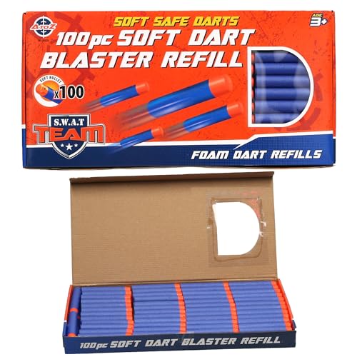 Padgett Bros SWAT Team weiche Schaumstoff-Dart-Nachfüllpackungen, 100 Stück, Blau und Orange, ab 3 Jahren Padgett Bros SWAT Team weiche Schaumstoff-Dart-Nachfüllpackungen, 100 Stück, Blau und Orange, ab 3 Jahren von Padgett Bros
