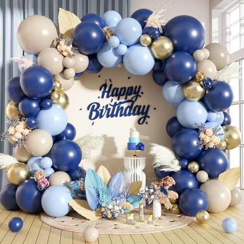 Marineblaues Ballonbogen-Set, staubig, hellblau, goldfarben, Ballongirlande, weißer Sand, Creme, metallisch, Goldballons für Hochzeit, Brautparty, Babyparty, Geschlechtsoffenbarung, Abschlussfeier Marineblaues Ballonbogen-Set, staubig, hellblau, goldfarben, Ballongirlande, weißer Sand, Creme, metallisch, Goldballons für Hochzeit, Brautparty, Babyparty, Geschlechtsoffenbarung, Abschlussfeier von Paeyeq