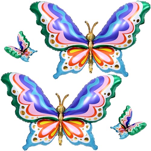 Riesige Regenbogen-Schmetterling-Folienballons, groß, mehrfarbig, aufblasbar, Insektenballon für Mädchen und Frauen, Geburtstag, VBS, Frühling, Babyparty, Garten, Fee, Party, Dekoration, Klassenzimmer von Paeyeq