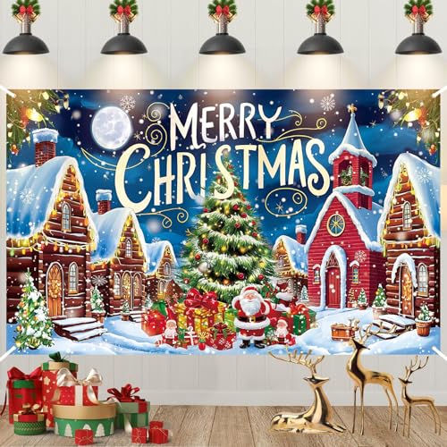 Weihnachten Banner Dekoration, Blau Frohe Weihnachts Hintergrund Banner, Extra Große Weihnachtsmann Schneemann Weihnachtsbanner, Weihnachten Hängen Banner für Drinnen Draußen Weihnachten Party Deko Weihnachten Banner Dekoration, Blau Frohe Weihnachts Hintergrund Banner, Extra Große Weihnachtsmann Schneemann Weihnachtsbanner, Weihnachten Hängen Banner für Drinnen Draußen Weihnachten Party Deko von Paeyeq