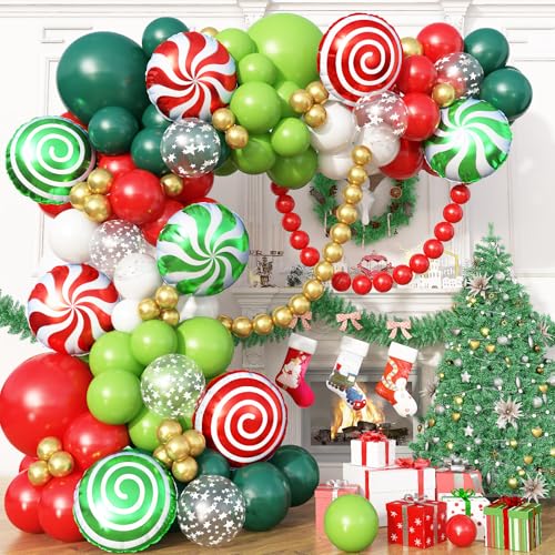 Weihnachten Luftballon Girlande, Weihnachts Ballon Deko Girlande Rot Salbeigrün Weiß Sterndruck Weihnachtsballon mit Süssigkeit Zuckerstangen Folienballons für Christmas Xmas Weihnachtsdeko Party Deko Weihnachten Luftballon Girlande, Weihnachts Ballon Deko Girlande Rot Salbeigrün Weiß Sterndruck Weihnachtsballon mit Süssigkeit Zuckerstangen Folienballons für Christmas Xmas Weihnachtsdeko Party Deko von Paeyeq