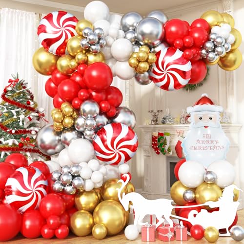 Weihnachten Luftballon Girlande, Weihnachts Ballon Deko Girlande Rot Weiß Gold Silber Weihnachtsballons mit Süssigkeit Nikolaus Folienballons für Outdoor Christmas Xmas Weihnachtsdeko Party Dekoration Weihnachten Luftballon Girlande, Weihnachts Ballon Deko Girlande Rot Weiß Gold Silber Weihnachtsballons mit Süssigkeit Nikolaus Folienballons für Outdoor Christmas Xmas Weihnachtsdeko Party Dekoration von Paeyeq