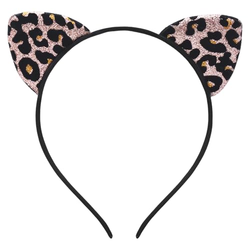 Paezm Glitzer-Leoparden-Geparden-Ohren-Haarreif für Frauen und Mädchen, Halloween-Cosplay, Leopardenkostüm, Haarschmuck für Erwachsene, Champagner, 5.3inch Paezm Glitzer-Leoparden-Geparden-Ohren-Haarreif für Frauen und Mädchen, Halloween-Cosplay, Leopardenkostüm, Haarschmuck für Erwachsene, Champagner, 5.3inch von Paezm