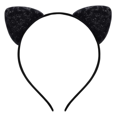 Paezm Glitzer-Leoparden-Geparden-Ohren-Haarreif für Frauen und Mädchen, Halloween-Cosplay, Leopardenkostüm, Haarschmuck für Erwachsene, Schwarz, 5.3inch Paezm Glitzer-Leoparden-Geparden-Ohren-Haarreif für Frauen und Mädchen, Halloween-Cosplay, Leopardenkostüm, Haarschmuck für Erwachsene, Schwarz, 5.3inch von Paezm