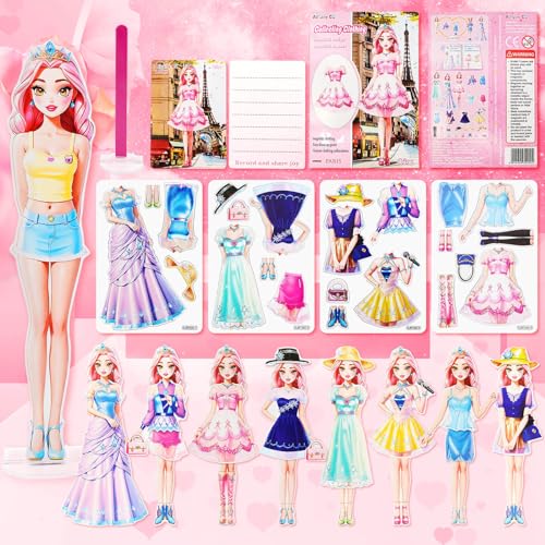 PainZieteg Magnetische Anziehpuppen, Prinzessinnen-Papierpuppen, magnetische Anziehpuppen für Mädchen im Alter von 4-7 Jahren, Lernspiel für Geburtstagsgeschenk (Liz) von PainZieteg