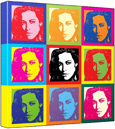 Manuela Arcuri - Pop Art Print (Andy Warhol's Che Guevara Style) 30x30x2,5cm Deep Box Leinwand von Paintedicons