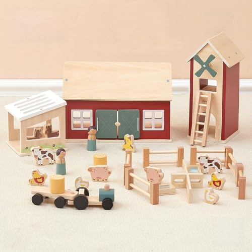 PairPear Bauernhof Spielzeugset aus Holz Kinder Spielset mit Bauernhof Farmtiere, Traktor, Figuren, Zäunen, Spielzeug Scheune mit Zubehör Kinder Geschenk für Mädchen und Jungen ab 3 Jahren Wooden Farm PairPear Bauernhof Spielzeugset aus Holz Kinder Spielset mit Bauernhof Farmtiere, Traktor, Figuren, Zäunen, Spielzeug Scheune mit Zubehör Kinder Geschenk für Mädchen und Jungen ab 3 Jahren Wooden Farm von PairPear