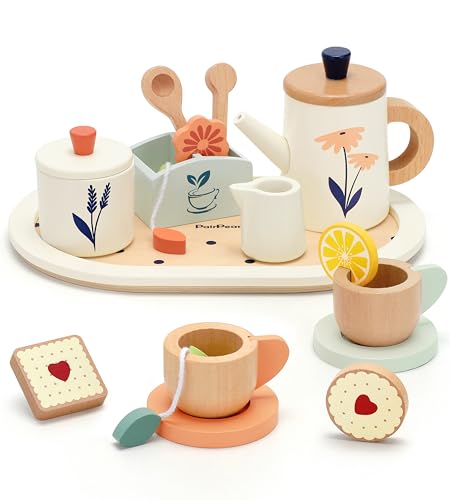 PairPear Holzspielzeug Teeparty-Set für Kinder Pretend Play Toy Holzküche Zubehör für Teeparty Rollenspiel Geschirr Geschenk für Mädchen Jungen Kleinkinder PairPear Holzspielzeug Teeparty-Set für Kinder Pretend Play Toy Holzküche Zubehör für Teeparty Rollenspiel Geschirr Geschenk für Mädchen Jungen Kleinkinder von PairPear