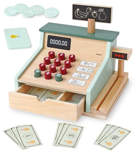 PairPear Kinder Kasse aus Holz spielkasse Kinder mit Scanner, Kartenlesegerät, Kreditkarten und Spielgeld Kasse Kaufladen Zubehör Holz Geschenk für Jungen und Mädchen ab 3 Jahren Registrierkasse PairPear Kinder Kasse aus Holz spielkasse Kinder mit Scanner, Kartenlesegerät, Kreditkarten und Spielgeld Kasse Kaufladen Zubehör Holz Geschenk für Jungen und Mädchen ab 3 Jahren Registrierkasse von PairPear
