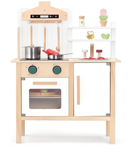 PairPear Spiel Küche für Kinder, Holz Spielzeug Kinder Küche Spielplatz für Mädchen und Jungen, Morgen Design Spielzeug Küche Geschenk mit Play Food Küche Zubehör für 3Y+ PairPear Spiel Küche für Kinder, Holz Spielzeug Kinder Küche Spielplatz für Mädchen und Jungen, Morgen Design Spielzeug Küche Geschenk mit Play Food Küche Zubehör für 3Y+ von PairPear