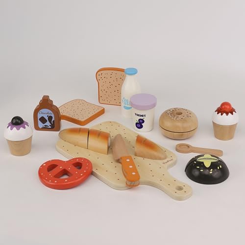 PairPear Wooden Bakery Pretend Play Set, Kids Play Food Kitchen Accessories with Shopping Bag, Toddler Cutting Bread and Pastry Toys for Boys and Girls, for Ages 3 and Up PairPear Wooden Bakery Pretend Play Set, Kids Play Food Kitchen Accessories with Shopping Bag, Toddler Cutting Bread and Pastry Toys for Boys and Girls, for Ages 3 and Up von PairPear
