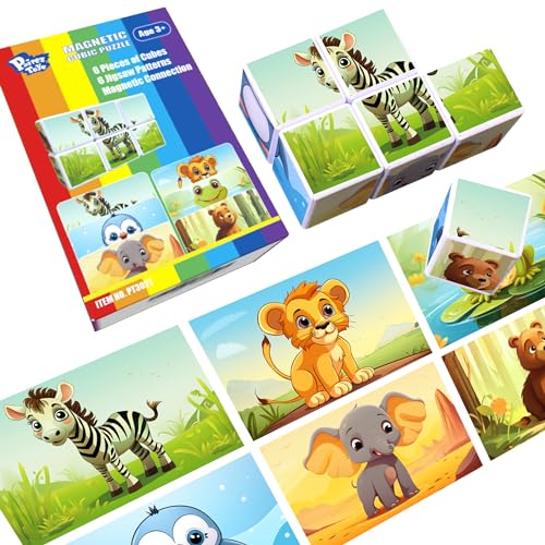 Pairez Toys Magnetische Bausteine, 3D Kunststoff Würfel Puzzle Spielzeug für Kleinkinder, große Bausteine Würfel 1,65 Zoll, sensorische & Montessori-Magnet-Spielzeuge für Kinder 3-5 Jahre von Pairez Toys