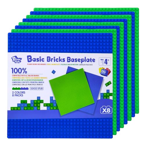 Pairez Toys Baustein-Grundplatten Multipack, 32x32 Noppen, 8er Pack in Blau & Grün, Basis für Baustein-Kreationen, 10x10 Zoll (25,5x25,5 cm) Pairez Toys Baustein-Grundplatten Multipack, 32x32 Noppen, 8er Pack in Blau & Grün, Basis für Baustein-Kreationen, 10x10 Zoll (25,5x25,5 cm) von Pairez Toys