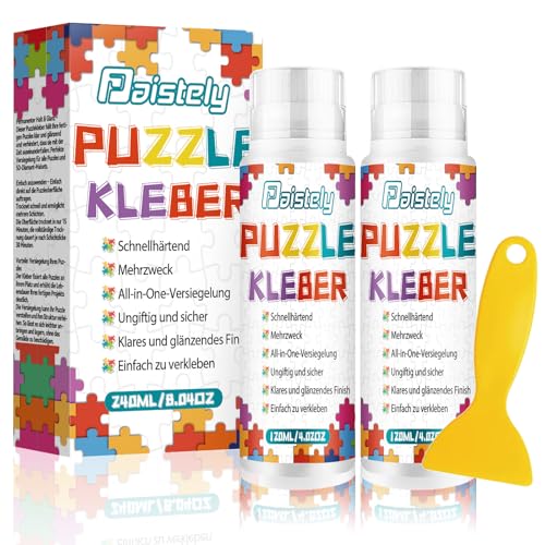 Puzzle Kleber Transparent, Puzzle Glue Mit Einfachem Schwammkopf und Applikator, Ungiftig Puzzelkleber, Puzzlekleber für 1000/2000 Teile, Geeignet für Kinder und Erwachsene (120ml*2) von Paistely
