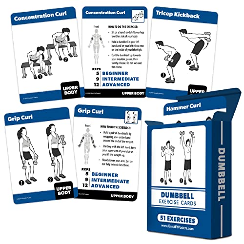QUICKFIT Hantel-Übungskarten – Fitness-Spielkarten mit über 50 Hantel-Workouts – 6,3 x 8,9 cm (Standard-Spielkartengröße) von Palace Learning