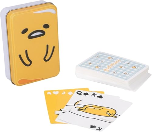 Gudetama Spielkarten Geschenkset mit verspielter Sammlerdose, Anime Cartoon Lazy Egg Charakter - Offiziell lizenziertes Sanrio Spielkartenspiel | Paladone von Paladone