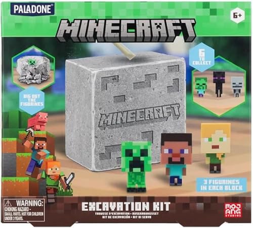 Minecraft Paladone Offiziell Lizenziertes Ausgrabungs-Set für Kinder, Gamer-Dekor und Geschenk für Jungen und Mädchen, 3 ikonische Spielfiguren enthalten, interaktives Grabspielzeug Minecraft Paladone Offiziell Lizenziertes Ausgrabungs-Set für Kinder, Gamer-Dekor und Geschenk für Jungen und Mädchen, 3 ikonische Spielfiguren enthalten, interaktives Grabspielzeug von Paladone