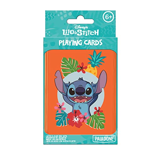 Paladone Stitch Sammelbare Aufbewahrungsdose mit Spielkarten, Standarddeck mit 54 Karten, Lizenziertes Disney-Spiel und Lilo und Stitch Merchandise von Paladone
