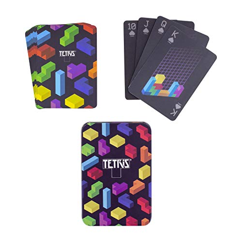 Paladone Tetris Lentikular-Spielkarten-Set mit 52 Stück, ideal für Spiele, Poker und Blackjack, inklusive geprägter Aufbewahrungsdose für Sammler, Mehrfarbig von Paladone