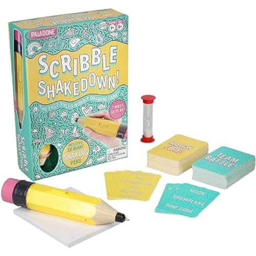 Paladone Scribble Shakedown, Zeichenherausforderung mit wackelndem Stift, Familienspiel & Partyspiel für 4+ Spieler von Paladone