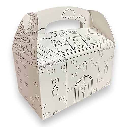 Palandi Ritterburg Geschenkboxen zum ausmalen 6 Stück aus Pappe für Mitgebsel und Give-Aways auf dem Kindergeburtstag von Palandi