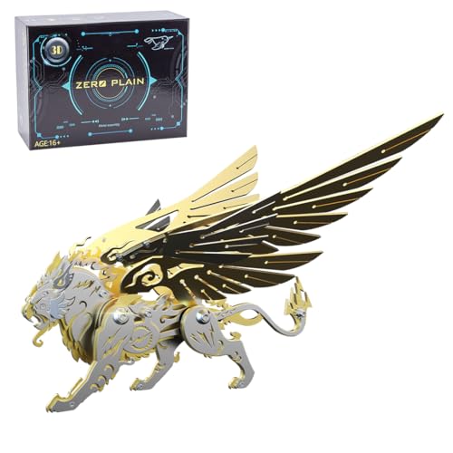 Palapozzy 3D Metall Bai Hu Tiger Modellbausätze für Erwachsene, alte chinesische Bestien DIY Metallmontage Puzzles, kreative Geschenke für Erwachsene (116PCS/Golden) von Palapozzy