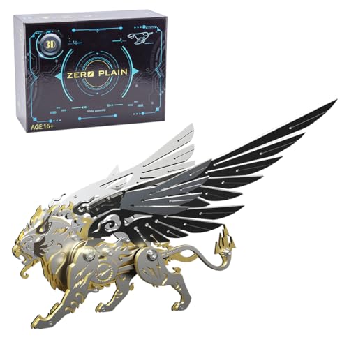 Palapozzy 3D Metall Bai Hu Tiger Modellbausätze für Erwachsene, alte chinesische Bestien DIY Metallmontage-Puzzles, kreative Geschenke für Erwachsene (116PCS/Schwarz Golden) von Palapozzy