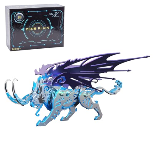 Palapozzy 3D Metall Qiong Qi Tiger Modellbausätze für Erwachsene, alte chinesische Bestien DIY Metallmontage Puzzles, kreative Geschenke für Erwachsene (108PCS/Blauviolett) von Palapozzy