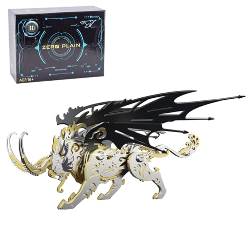 Palapozzy 3D Metall Qiong Qi Tiger Modellbausätze für Erwachsene, alte chinesische Bestien DIY Metallmontage Puzzles, kreative Geschenke für Erwachsene (108PCS/Schwarz Golden) von Palapozzy
