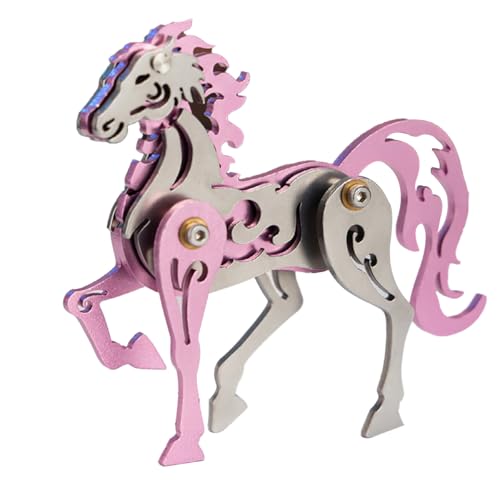 Palapozzy 3D Metall Sternzeichen Pferd Modellbausätze für Erwachsene, Steampunk 3D DIY Metallmontage Mechanische Tierpuzzles Kreative Dekoration Geschenke für Erwachsene (Rosa) von Palapozzy