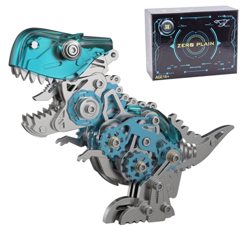 Palapozzy Erwachsene Dinosaurier Montage Mechanisches 3D Metall Puzzle, 3D DIY Tier Metall Montage Modellbausätze, trendige Ornamente für Erwachsene (Grundversion/160PCS/Blau) von Palapozzy