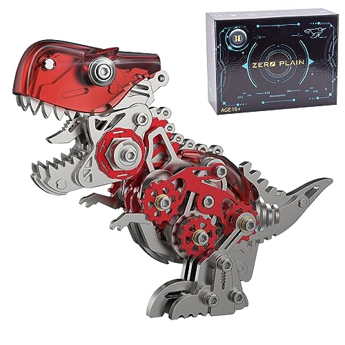 Palapozzy Erwachsene Dinosaurier Montage Mechanisches 3D Metall Puzzle, 3D DIY Tier Metall Montage Modellbausätze, trendige Ornamente für Erwachsene (Grundversion/160PCS/Rot) von Palapozzy