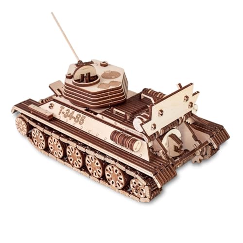 Palapozzy Hölzerne 3D-Puzzles für Erwachsene, Machen Sie Ihr eigenes T-34-85 Panzermodell, Ausgestattet mit Zahnradgestänge-System, DIY-Holzmodellbausätze für Erwachsene (965PCS) von Palapozzy