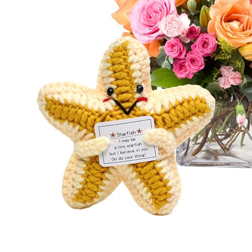 Palaufr Emotionale Unterstützung Häkeln | Gehäkelter Seestern Als Emotionale Stütze,Gestricktes Inspirierendes Weiches Spielzeug Für Mädchen Geburtstagsgeschenk Schule Begleiter Deko von Palaufr