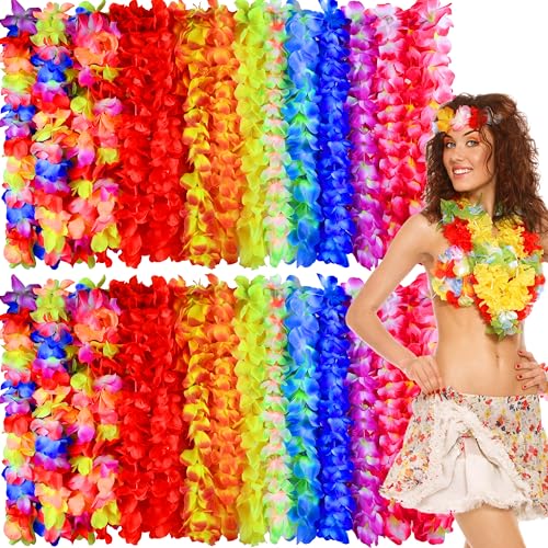 Palonu Hawaiianische Luau-Leis-Halskette, bunt, tropische Seidenblumen-Halskette, Hawaii-Thema, Sommer, Strand, Party, Dekoration, Geburtstag, Party, Zubehör, 50 Stück Palonu Hawaiianische Luau-Leis-Halskette, bunt, tropische Seidenblumen-Halskette, Hawaii-Thema, Sommer, Strand, Party, Dekoration, Geburtstag, Party, Zubehör, 50 Stück von Palonu