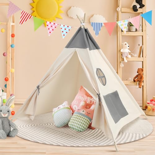 Pamatio Tipi Zelt für Kinder,Tipi Kinderzelt,Kinderzelt für drinnen,Kindertipi Spielzelt,Spielzelt Kinder,Kinderzimmer Deko Beige von Pamatio