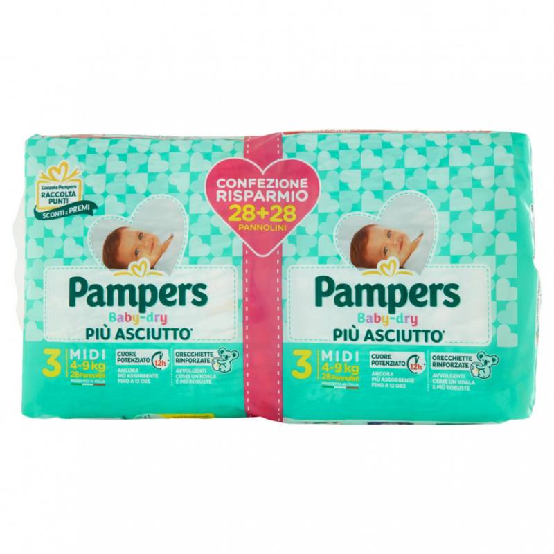 Bipack Pampers Baby Trockenwindeln Größe 3 28 + 28St von Pampers