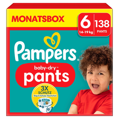 Pampers Baby-Dry Pants, Gr. 6 Extra Large, 14-19kg, Monatsbox (1 x 138 Pants) von Pampers