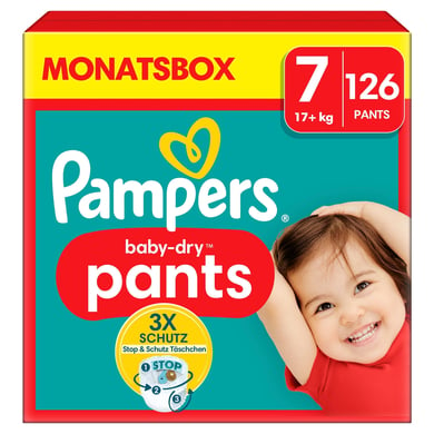 Pampers Baby-Dry Pants, Gr. 7 Extra Large, 17kg+, Monatsbox (1 x 126 Pants) von Pampers