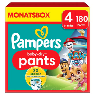 Pampers Baby-Dry Pants Paw Patrol, Gr. 4 Maxi, 9-15kg, Monatsbox (1 x 180 Windeln) von Pampers
