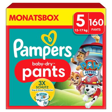 Pampers Baby-Dry Pants Paw Patrol, Gr. 5 Junior 12-17kg, Monatsbox (1 x 160 Pants) von Pampers