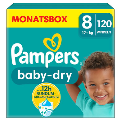 Pampers Baby-Dry Windeln, Gr. 8, 17+kg, Monatsbox (1 x 120 Windeln) von Pampers