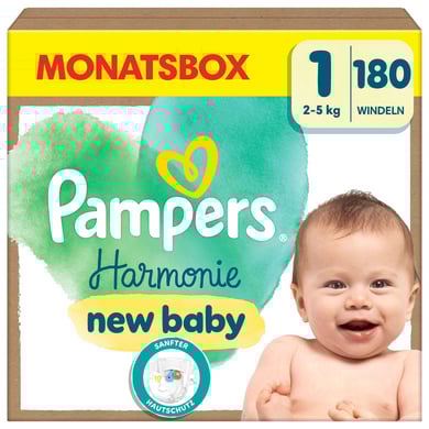 Pampers Harmonie Gr.1 Newborn, 2-5 kg, Monatsbox (1x180 Windeln) von Pampers