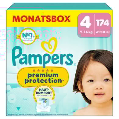Pampers Premium Protection, Gr. 4 Maxi, 9-14kg, Monatsbox (1x 174 Windeln) von Pampers