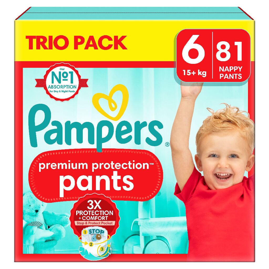 Pampers Premium Protection Pants Windeln Größe 6 15+ kg 81er-Pack Pampers Premium Protection Pants Windeln Größe 6 15+ kg 81er-Pack von Pampers